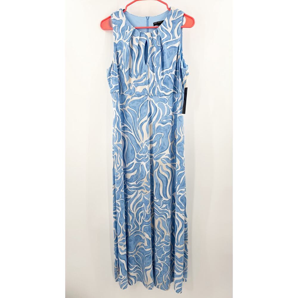 Maggy London Dress Women's SZ 10 NWT Maxi Blue Empire Waist Sleeveless Keyhole - Picture 2 of 16